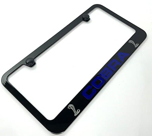 Liphontcta RandWSpeedShop Mustang Cobra Black License Plate Frame Engraved Blue