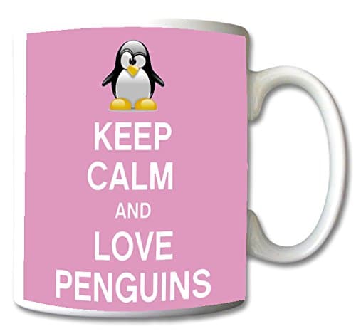 Keep Calm and Love Penguins Mug Cup Gift Retro (Baby Pink)
