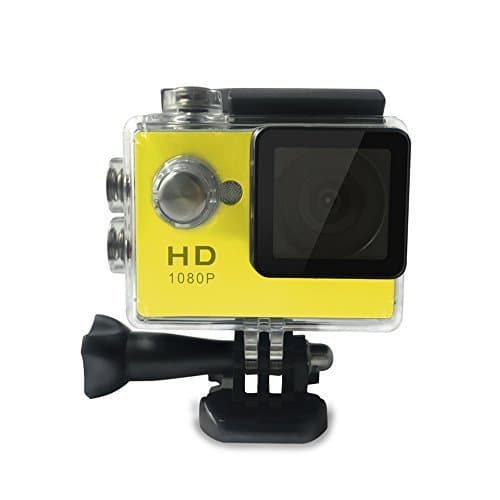 Full HD 1080p Waterproof Action Camera Camcorder, Bicycle Helmet Sport DV,140°Wide Angle Lens 2 Inch Sports Camera for Outdoor, Motorbike DVR with Accessories Kit (Yellow)