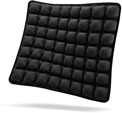 SUNFICON Air Seat Cushion Inflatable Comfort Cushion Portable Car Seat Office Chair Wheelchair Pad Anti Bedsore Orthopedics Pain Pressure Relief Cushion Camping Seat Mat w Pump 18"x16" Black