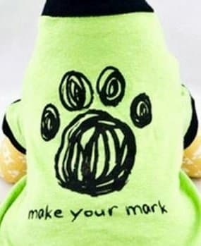 "Make Your Mark" Green Cotton T-shirt, Funny Insights, Dog & Cat T Shirts for the Best Fashion Pets (M)