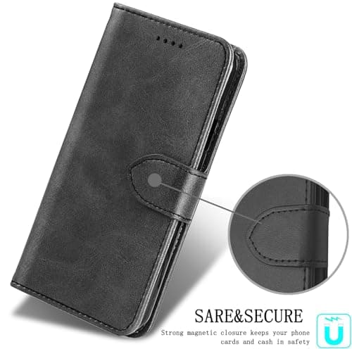 MQERYBV for TCL 60 XE NxtPaper/TCL 50 Pro NXTPAPER 5G Case and 1 Tempered Glass Screen Protector, Leather Wallet Phone Case with Card Slots Magnetic Closure Kickstand Protective Cover - Black