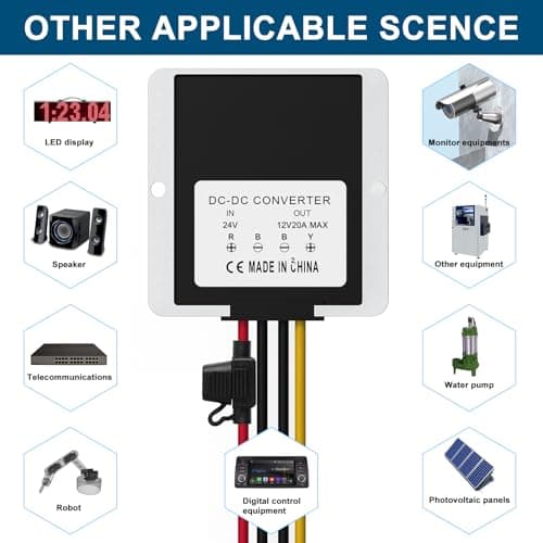 12V 240W DC-DC Converter Voltage Regulator, Step Down 24V to 12V 20A, Waterproof Module Power Supply for Golf Cart Accessories, Club Car Transformer