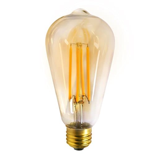 My Canary 5W Vintage Edison Dimmable Warm White LED Filament Light Bulbs - Amber Glass Bulb - S21 (ST64) 2200K E26 90Ra 110V Antique Style UL listed (1 Pack)