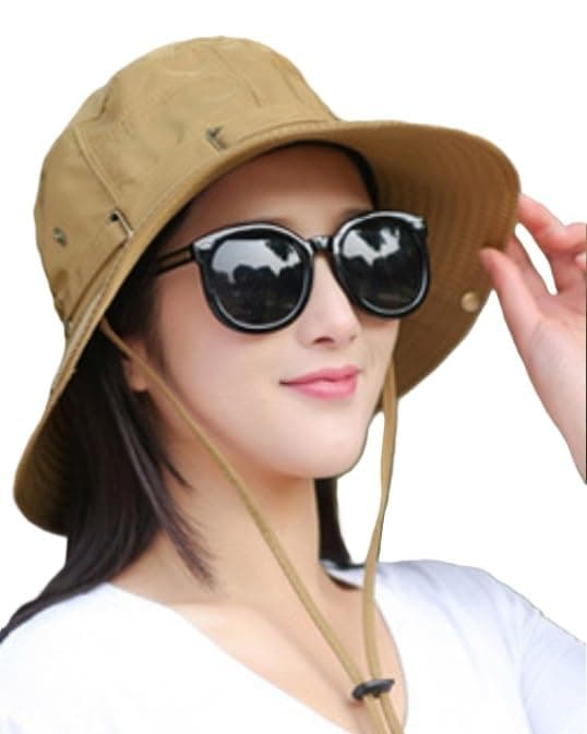 Women Linen Round Sun Visor Hats UV & Sun Protection Wide Brim Summer Cap Breathable Casual Beach Hat, Safari Cap . Beige, One size