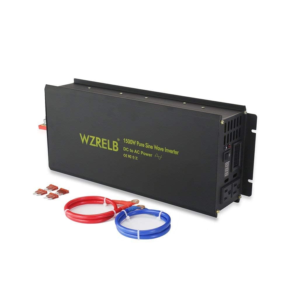WZRELB Power Inverter 1500W Pure Sine Wave Inverter 24V 120V Dc AC Converter