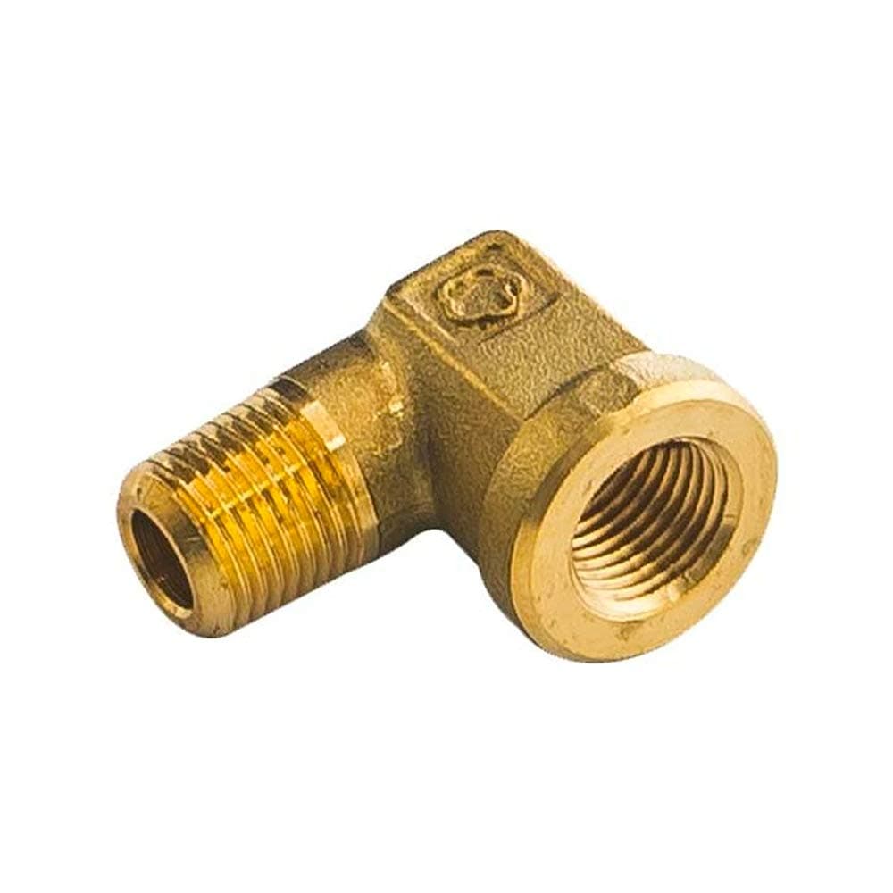 GlowShift 90 Degree Brass Fitting Sensor Thread Adapter - 1/8-27 NPT Threads - Universal Fitment