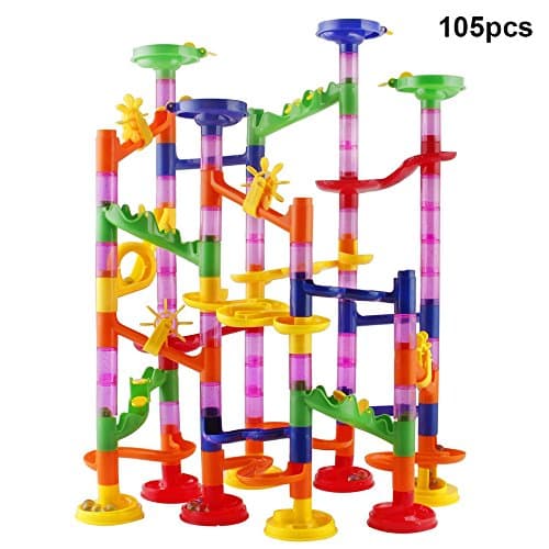 Morthan Marble Run Railway Toy, Marble Race Coaster Set, DIY Construction Building Blocks Child Toy, Gift for Kids/Toddler 3+ Years old, 105pcs