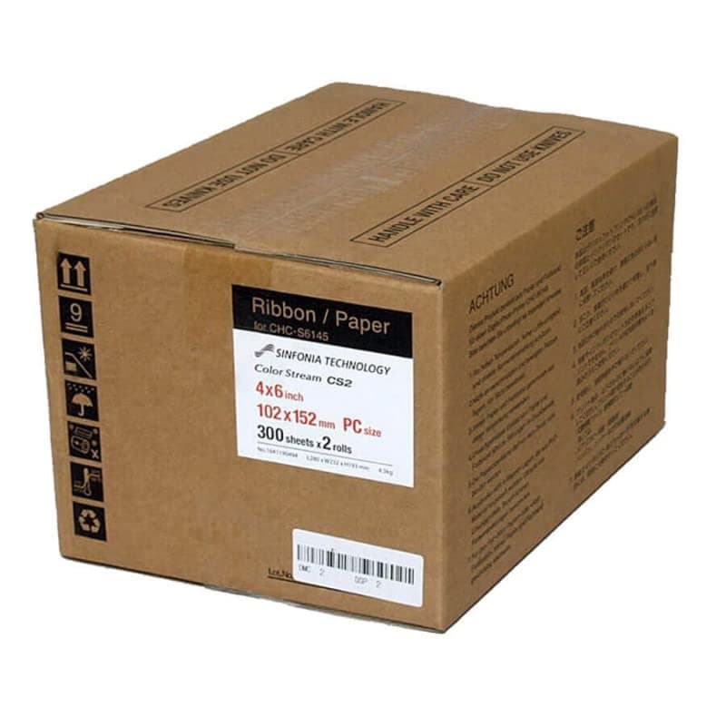 SINFONIA CS2 Media Size 4X6 - Paper & Ribbon - 600 Prints. for use with Sinfonia Color Stream CS2 Printer. with Free Samples of Our Photo folders (Eventprinters Brand).