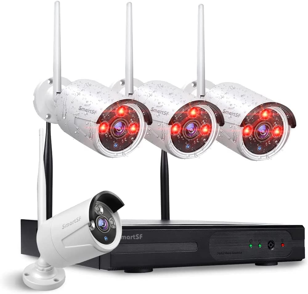 1080P HD WiFi Security Camera System Wireless,2.0MP CCTV NVR Surveillance System with 1TB Hard Drive, Night Vision, Weatherproof, Motion Detection, Remote Monitoring