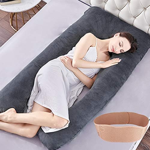 Pregnancy Pillow U Shaped – Maternity Pillows for Sleeping Full Body – Includes Detachable Extension and Maternity Belt – Ultra-Soft and Cozy – Supports Belly, Back, Neck, Legs