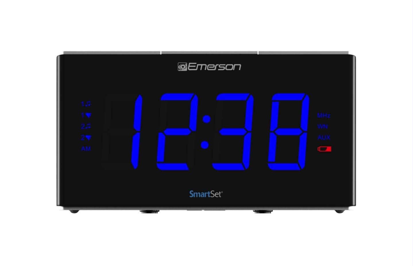 Smartset Sound Therapy Alarm Clock Radio with White Noise/Nature Sounds 1.8" LED Display Black/Blue, ER100105