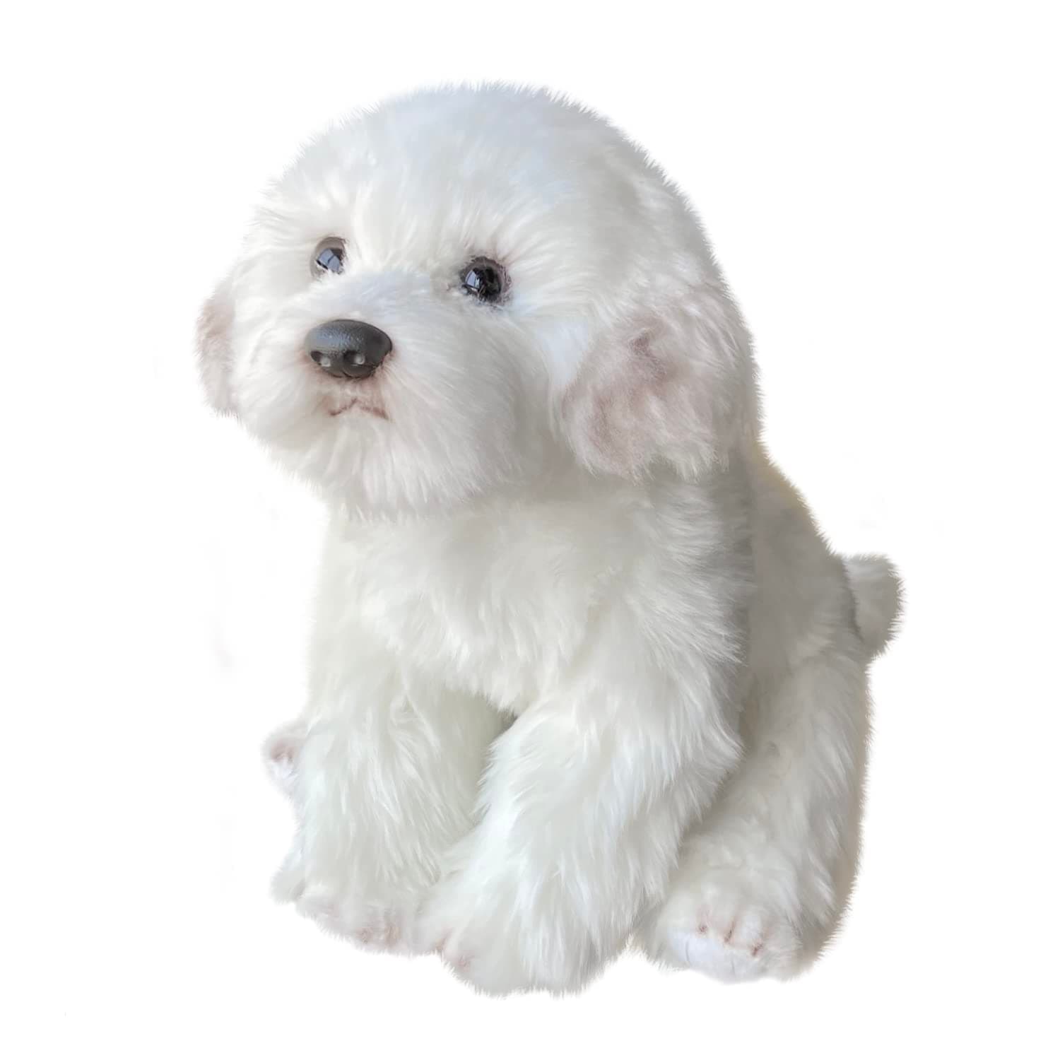 14 Inch Maltese Stuffed Animal, Realistic Dog Plush, Lifelike Stuffed Animal,Companion Pet, Fluffy Stuffed Puppy Dog Toys for Gift
