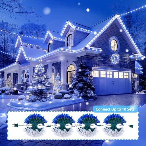 Brightown C9 LED Christmas String Lights, 2 Pack Total 132ft 200LED Outdoor Lights String, Plug-in Connectable Green Wire Lights, Waterproof Roofline Lights String for Outside Yard Christmas Holiday