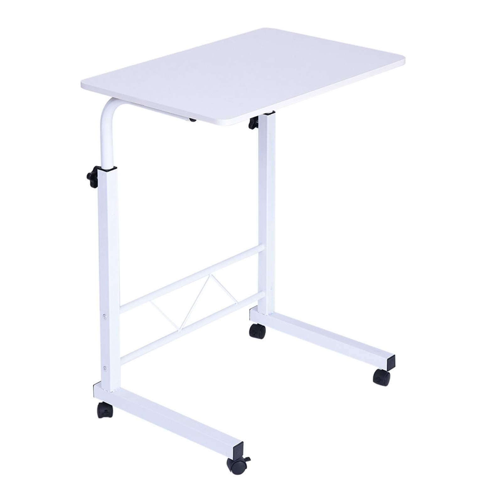Allywit Folding Computer Desk 80cm*40cm Computer Desk Cart, Height-Adjustable from 55cm to 73cm, Rotated 180 Degrees (White)