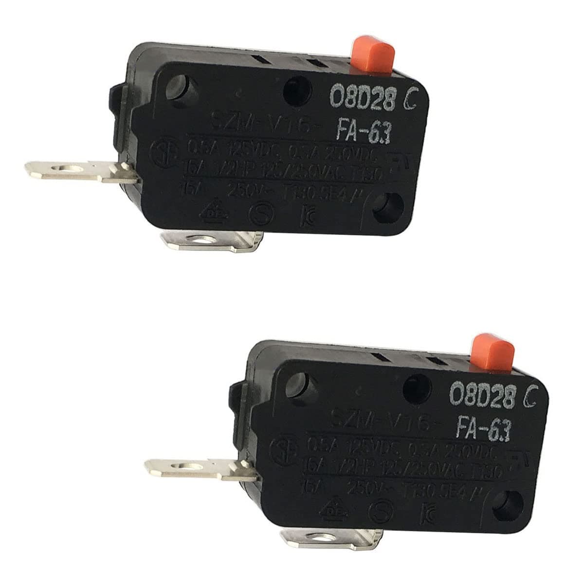 LONYE 3B73362F SZM-V16-FA-63 Microwave Door Switch Fit for LG GE Samsung Microwave Oven WB24X10047 SZM-V16-FD-63 PS3522738 (Normally Open)(Pack of 2)