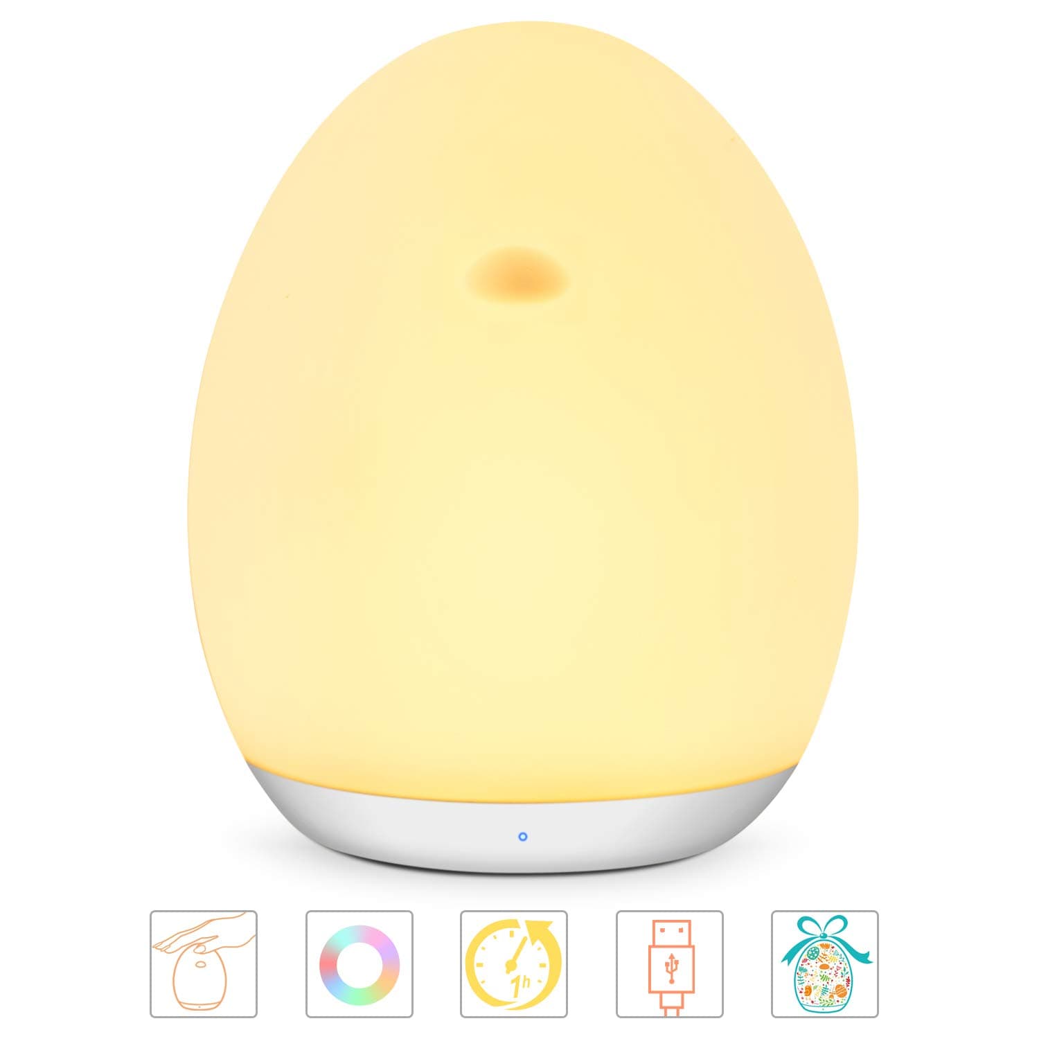 Night Light for Kids, Baby Night Lamp with Color Changing Mode & Dimming Function, Nursery Lamp with 1 Hour Timer, USB Rechargeable Toy-Grade 100 Hours Super Long Standby Gift for Kids