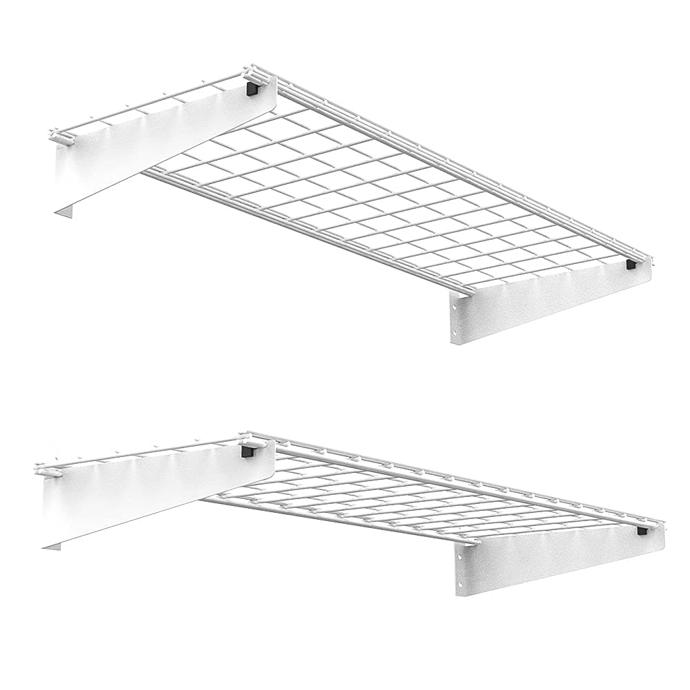 Wallmaster 2-Pack 15x45 Heavy Duty Garage Wall Shelving 45-inch-by-15-inch Wall Mount Garage Storage Rack Floating Shelves Max Load 400lb White