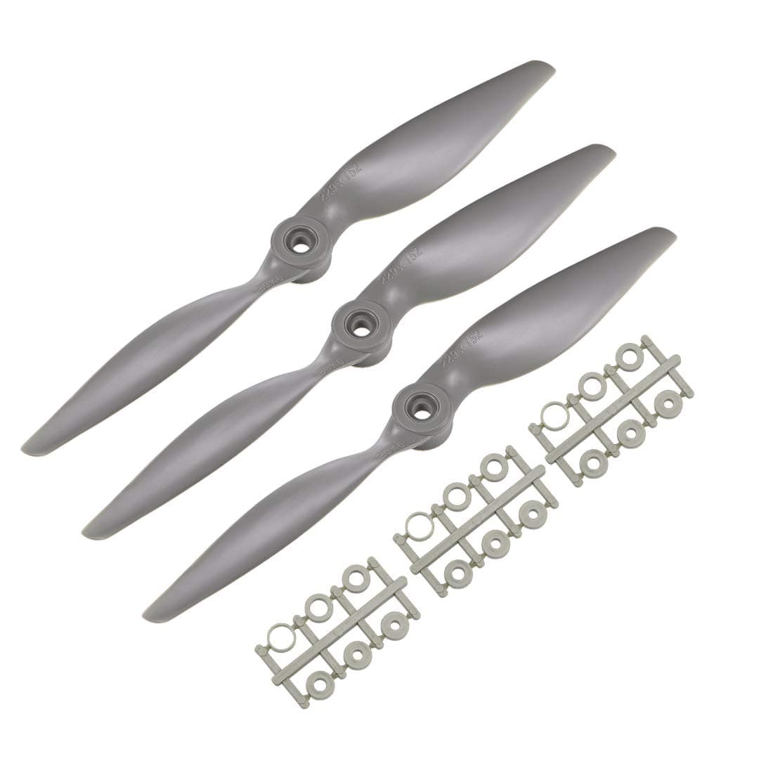 uxcell RC Propellers CCW 9x6 Inch 2-Vane for Airplane Nylon Gray 3Pcs with Adapter Rings