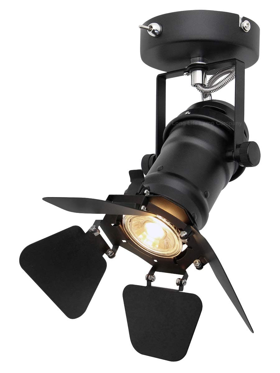 Industrial Vintage Flush Mount Single Adjustable Ceiling Light/Wall Spotlight Retro Black Metal Studio Sconce Lamp M0098
