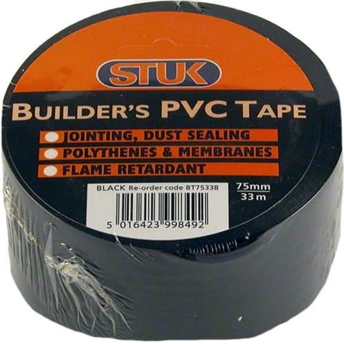 stuk BT7533B Builder's PVC DPM Tape, Black, 75mm33m