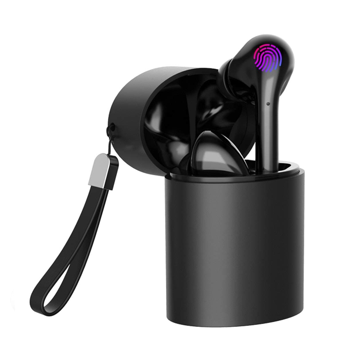 AOSlEN, Bluetooth 5.0 headphones, wireless in-ear headphones, intelligent touch control, 20 hours playtime, built-in dual microphone, with a charging case, black, for iOS, Android, Samsung, Huawei