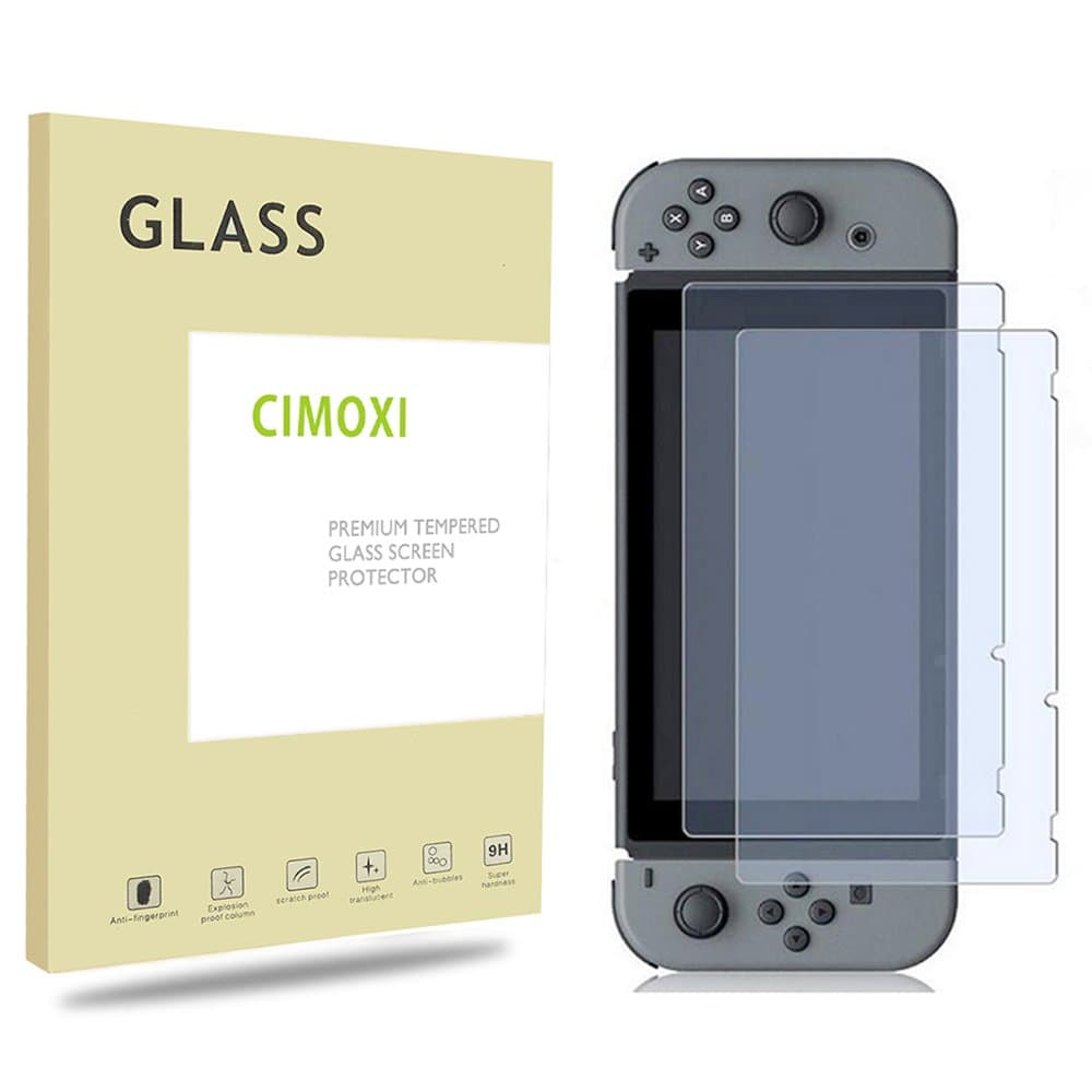 CIMOXI Compatible with Nintendo Switch Screen Protector, HD Clear Premium Tempered Glass Film, 2 Pack