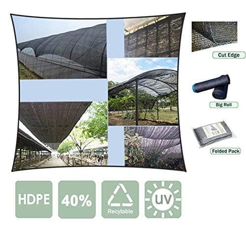Agfabric 40% Sunblock Shade Cloth Cover with Clips for Plants 6’ X 10’, Black