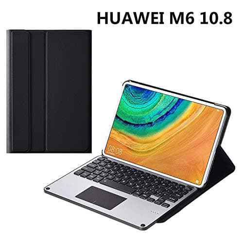 Huawei MediaPad M6 10.8 Keyboard Case, Ultra Thin PU Leather Folio Cover with Detachable Plastic Bluetooth Keyboard for Huawei MediaPad M6 10.8 (Black)