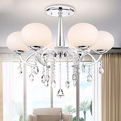 LOCO Elegant Modern 6 Light Chandelier with Shade Global Morden, Ceiling Light Fixture