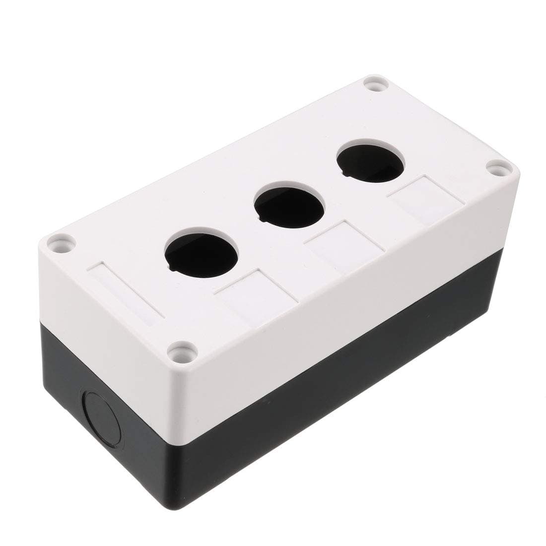 uxcellPush Button Switch Control Station Box 22mm 3 Button Hole Waterproof, White and Black