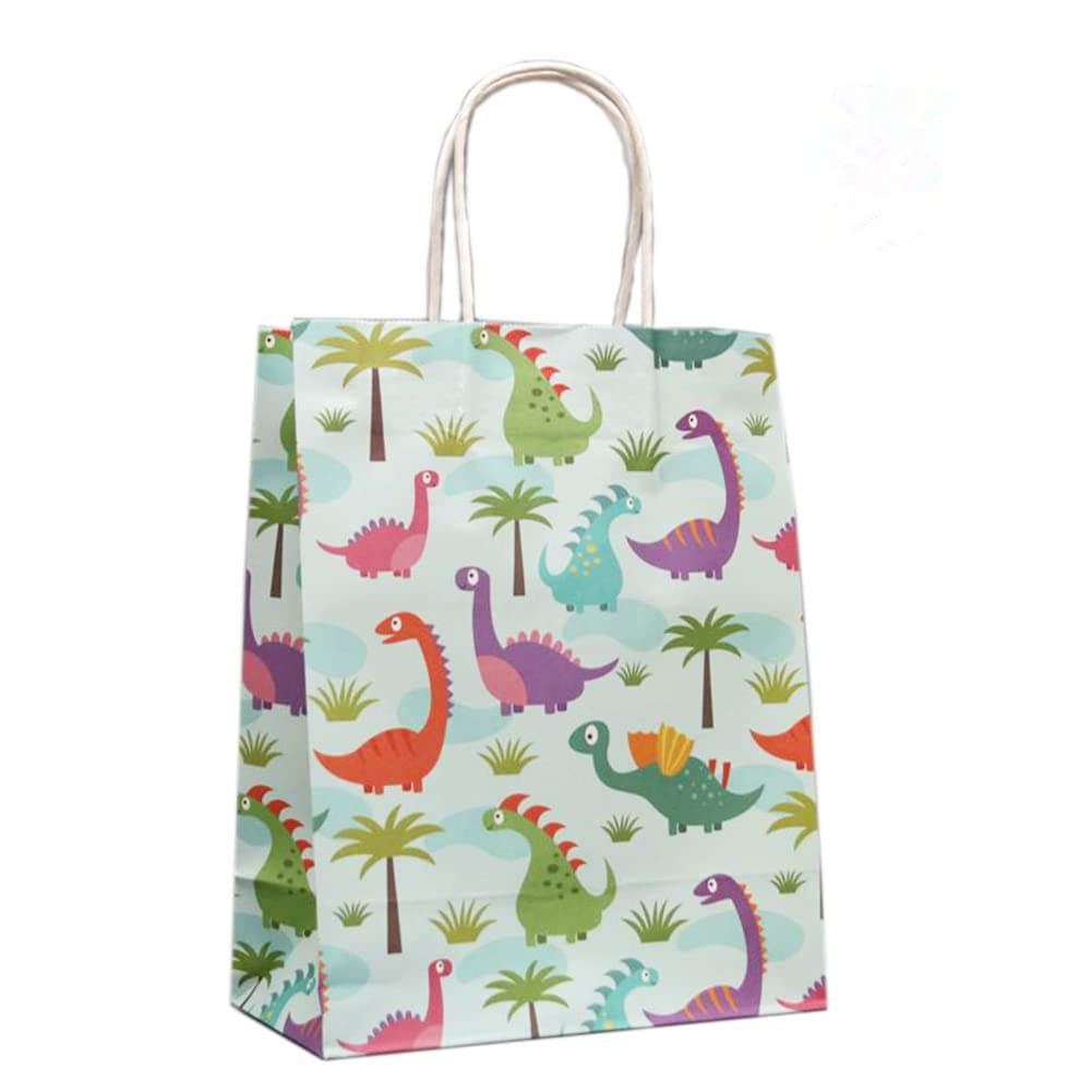 EIXJA 10 Pack Small Dinosaur Party Bags Dinosaur Party Supplies Gift Bags For boys and girls Baby Shower Goodie Bags Dinosaur Party Favors, 5.1x8.3