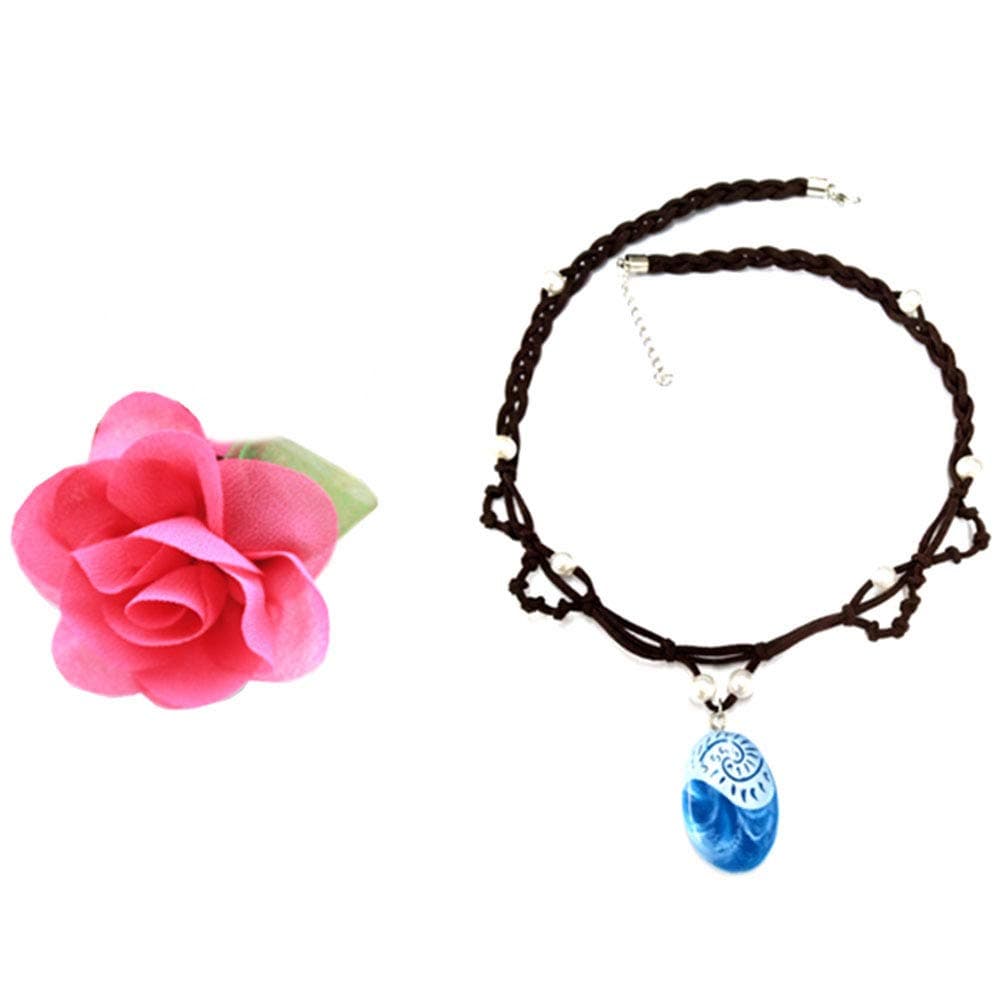 Toddler Little Princess Girls Necklace for Cosplay Moan a Party Costume Dress up with Flower Hair Clip