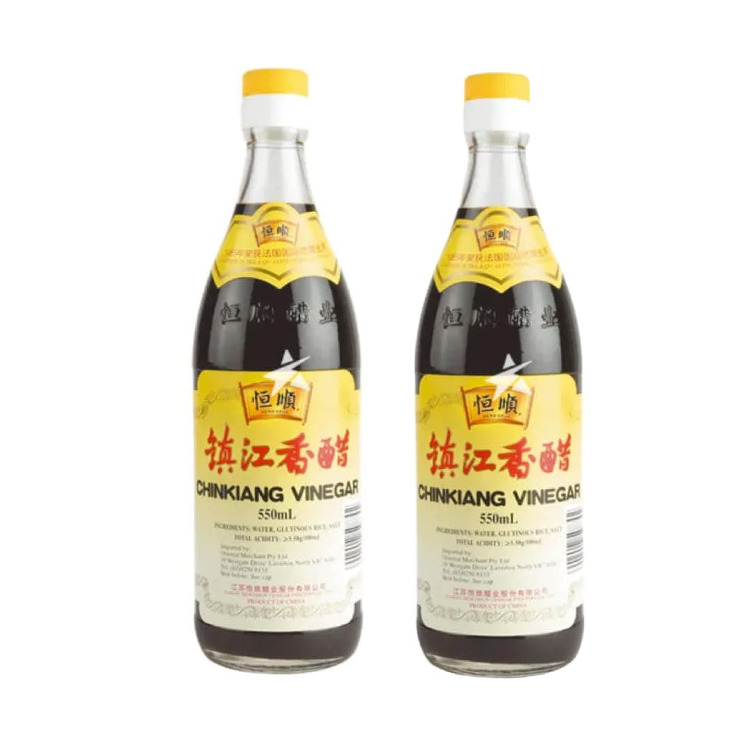 Heng Shun - Set of 2 Bottles of Black Chinkiang Vinegar in 550 ml Glass Bottle – Traditional Chinese Rice Vinegar (Black) Ideal for Sauces and Seasonings