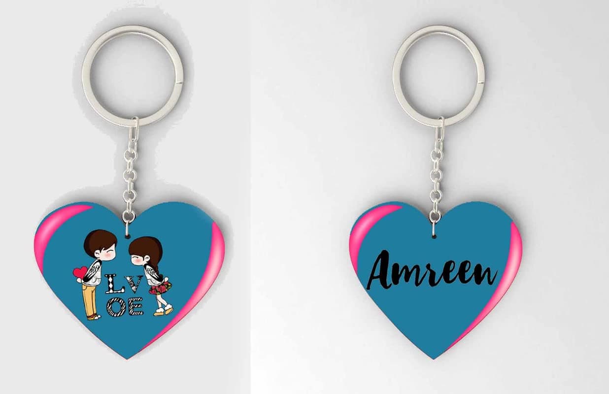 Amreen Name Beautiful Heart Shape Arclic Keychain Best Gifts for Your Special/Grils Friend/Boy Friend/Husband/Wife/Boss(Pack of 2)