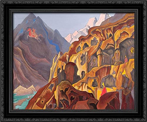 Sacred Caves 24x20 Black Ornate Wood Framed Canvas Art by Nicholas Roerich