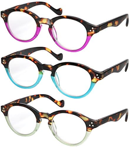 Reading Glasses Set of 3 Round Spring Hinge Ombre Havana Fashion Readers for Women