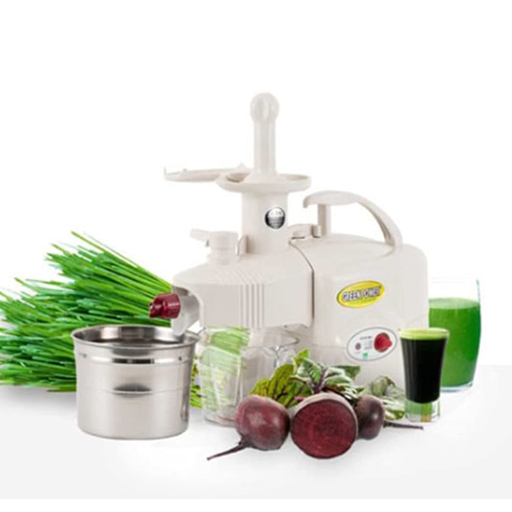 GREEN POWER KEMPO KP-E1304S Nomadics Standard/Premium Twin Gear Slow Juicer Green Fruit Extractor Double Gear (Red) 110V + ENGLISH MANUAL (White)