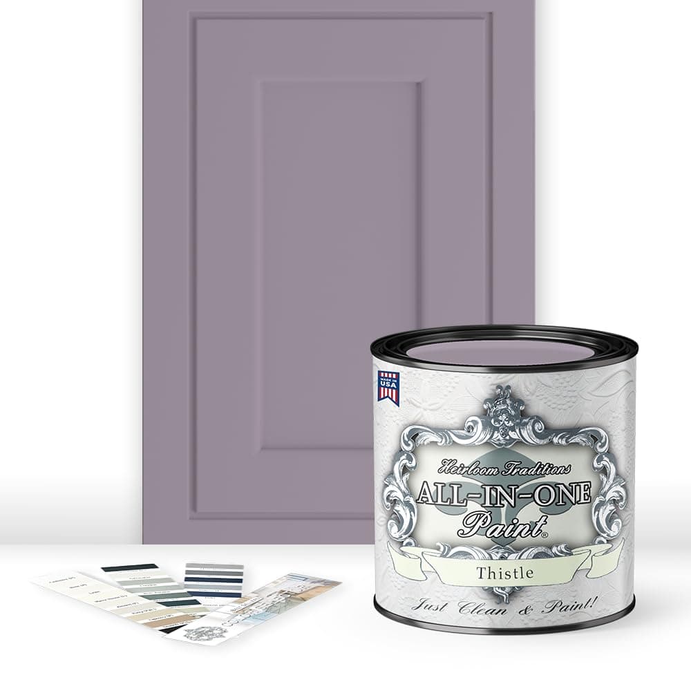 ALL-IN-ONE Paint by Heirloom Traditions, Thistle (Gray Purple), Quart - Durable cabinet and furniture paint. Built in primer and top coat, no sanding needed. Includes our 30 featured color card.