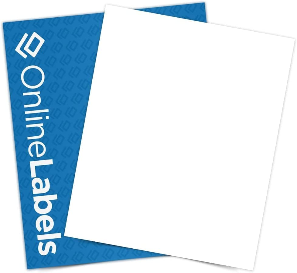 8.5 x 11 Waterproof Vinyl Sticker Paper (Laser Printers Only) - 10 Sheets - Full Sheet Labels - OnlineLabels