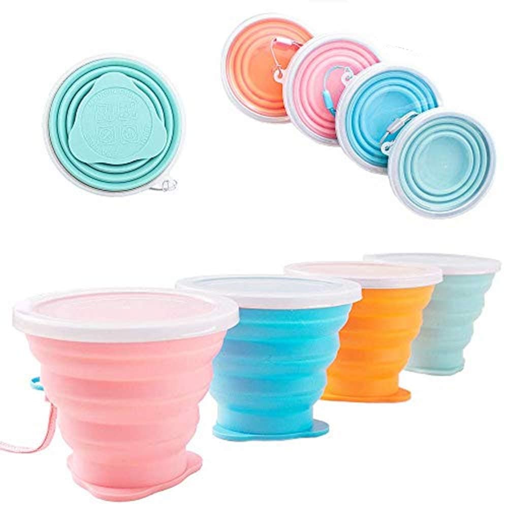 Collapsible Travel Cup, Drinking Mug with Lid - Water, Coffee, Coca Cola and Snacks for Hiking, Camping, Picnic