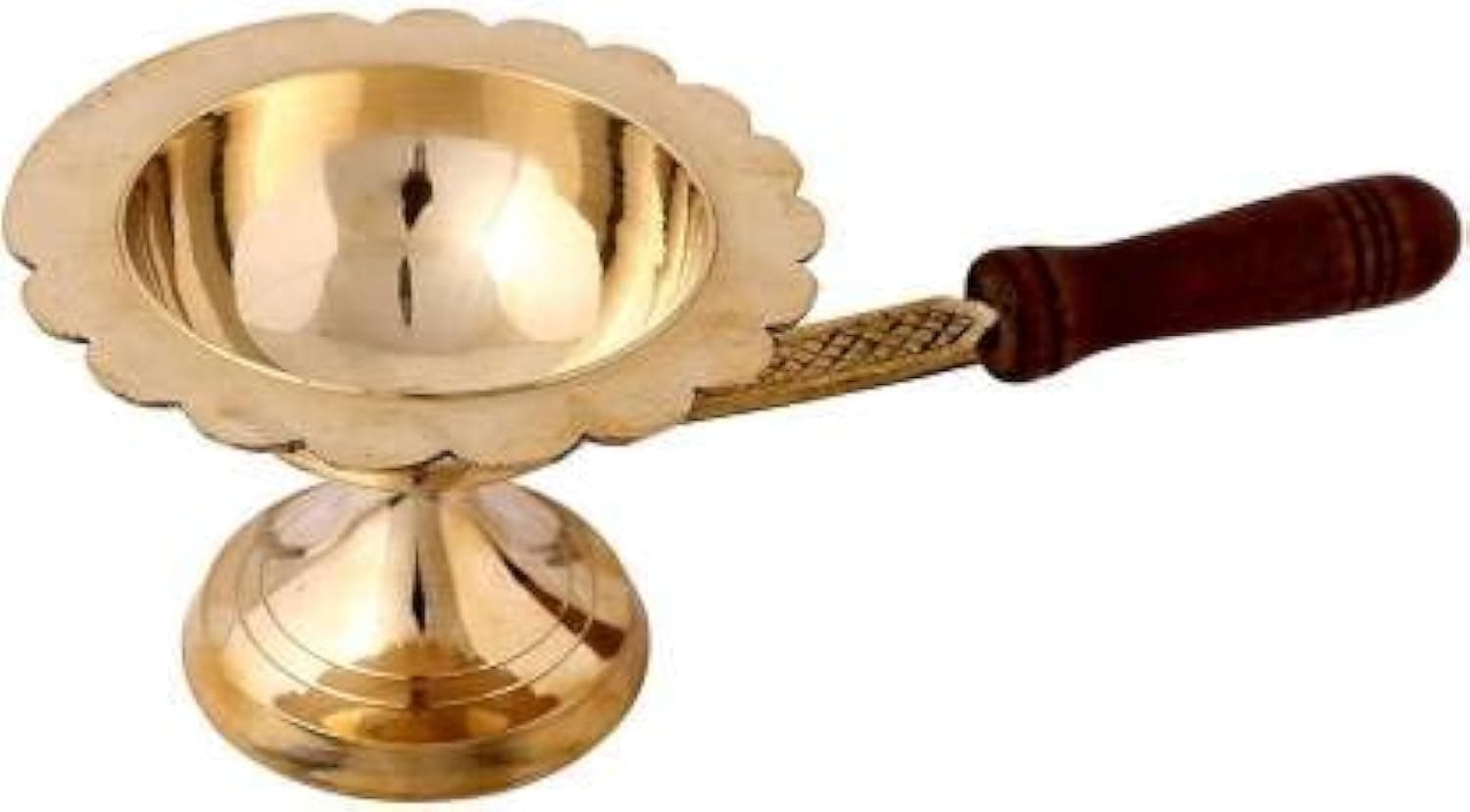 PR International Brass Aarti Diya with Handle Perfect Aarti Diya/Dia for Pooja