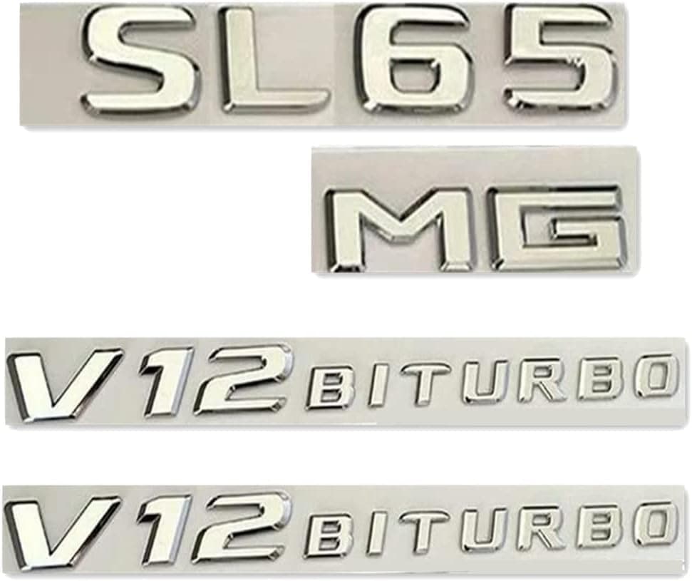 BEROZA for SL65 +MG + V12 BITURBO Badges Emblems Emblem OEM (Chrome for SL65)