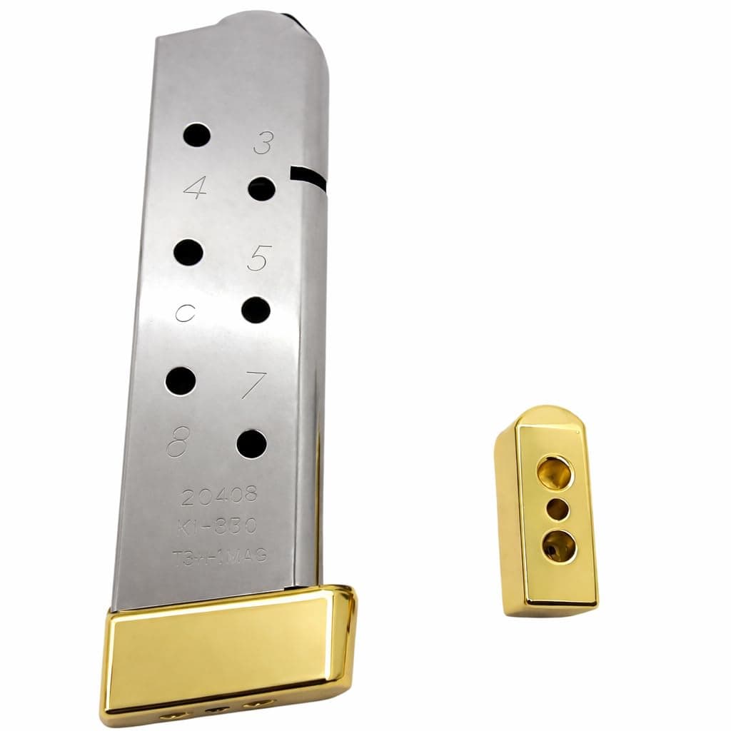 2X Gold-Plated 1911 Magazine Base Pads â.“ Fits All Kim Pro Tac-Mag Full Size .45 ACP 8-Round Magazines Screws Included