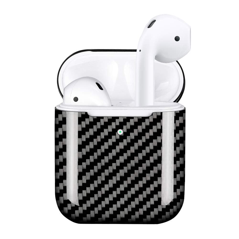MONOCARBON Genuine Carbon Fiber Case Compatible for AirPods 2 with Wireless Charging Case Ultra Slim Carbon Fibre Cover for Apple Wireless Earbuds - Glossy Finishing