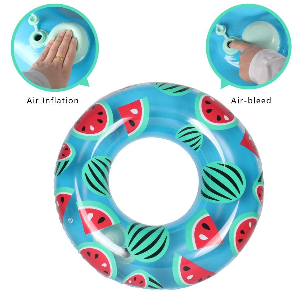 Inflatable Swimming Ring, Swimming Pool Float, Swimming Rings with integrated built-in Inflator, Toy Inflatable Swimming Simply press the pump inflator by the air-relief nozzle pool-party Water Fun