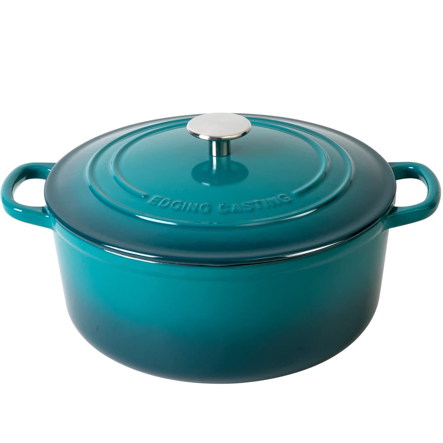 Dutch Ovens with Lid, Enameled Cast Iron Covered 5.5 Quart Dutch Oven with Dual Handle, Darkcyan