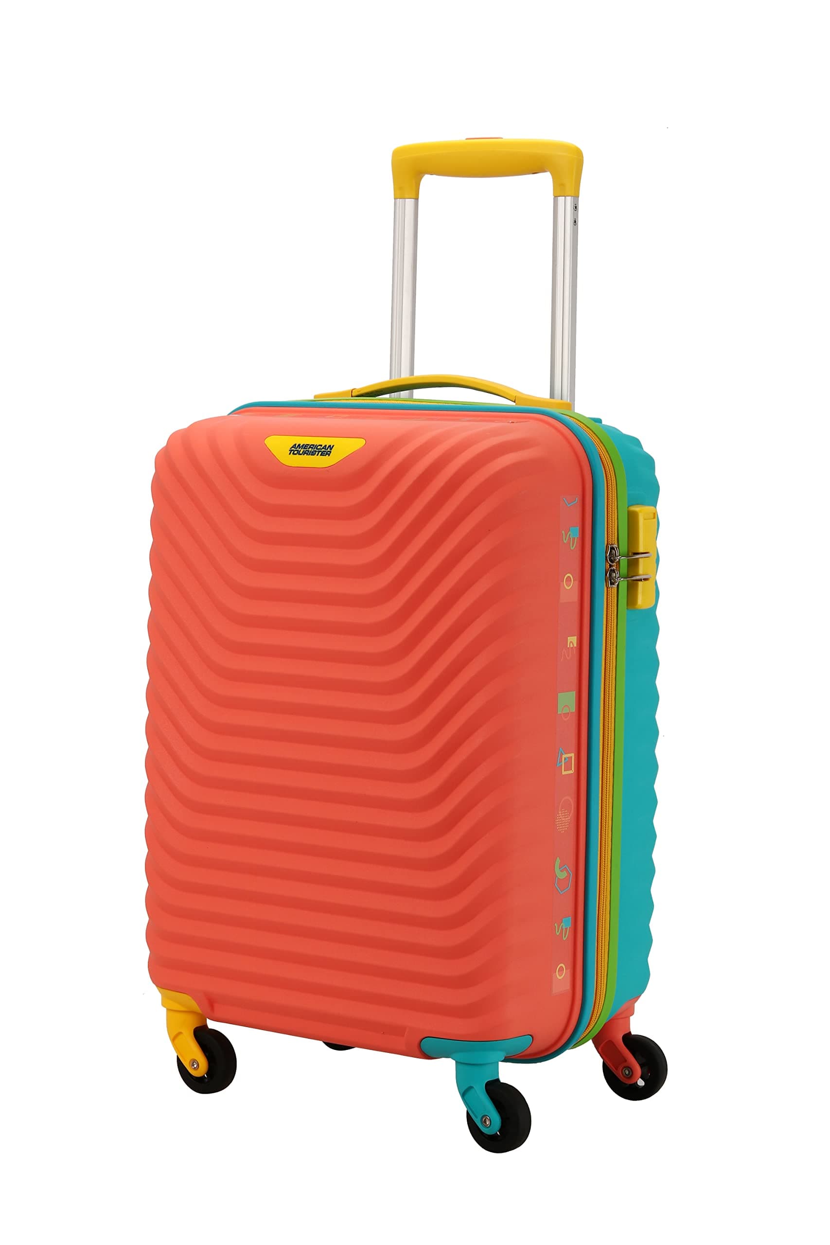 American Tourister Polycarbonate Hard 55 cms Luggage (LG1 (0) 22 001_Coral), CORAL/TEAL, S, American