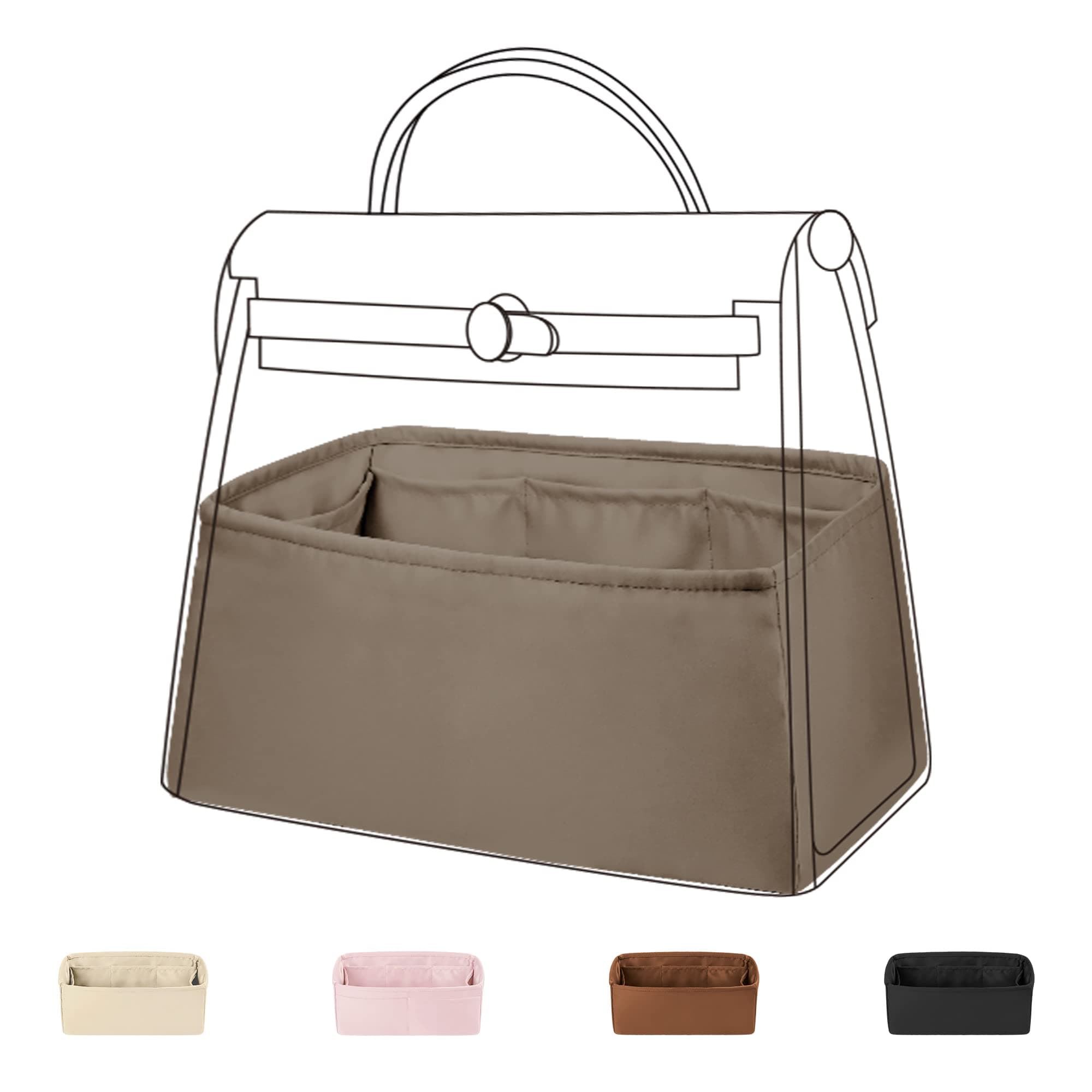 DGAZDGAZ Silk Purse Organizer Insert Fits Hermes Herbag 31/39/50 Bags, Luxury Handbag & Tote Organiser, Simplicity bag insert(Etoupe grey,H31)