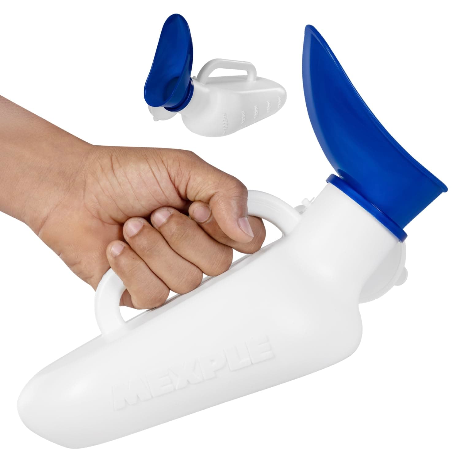 - MEXPLE Unisex Peepod Urinal Pot | Pee Funnel | Portable & Safe Medical Grade Urine Pot With Female Cup  – 1000ML | Urine Bottle For bed Patients | For Women & Men - White